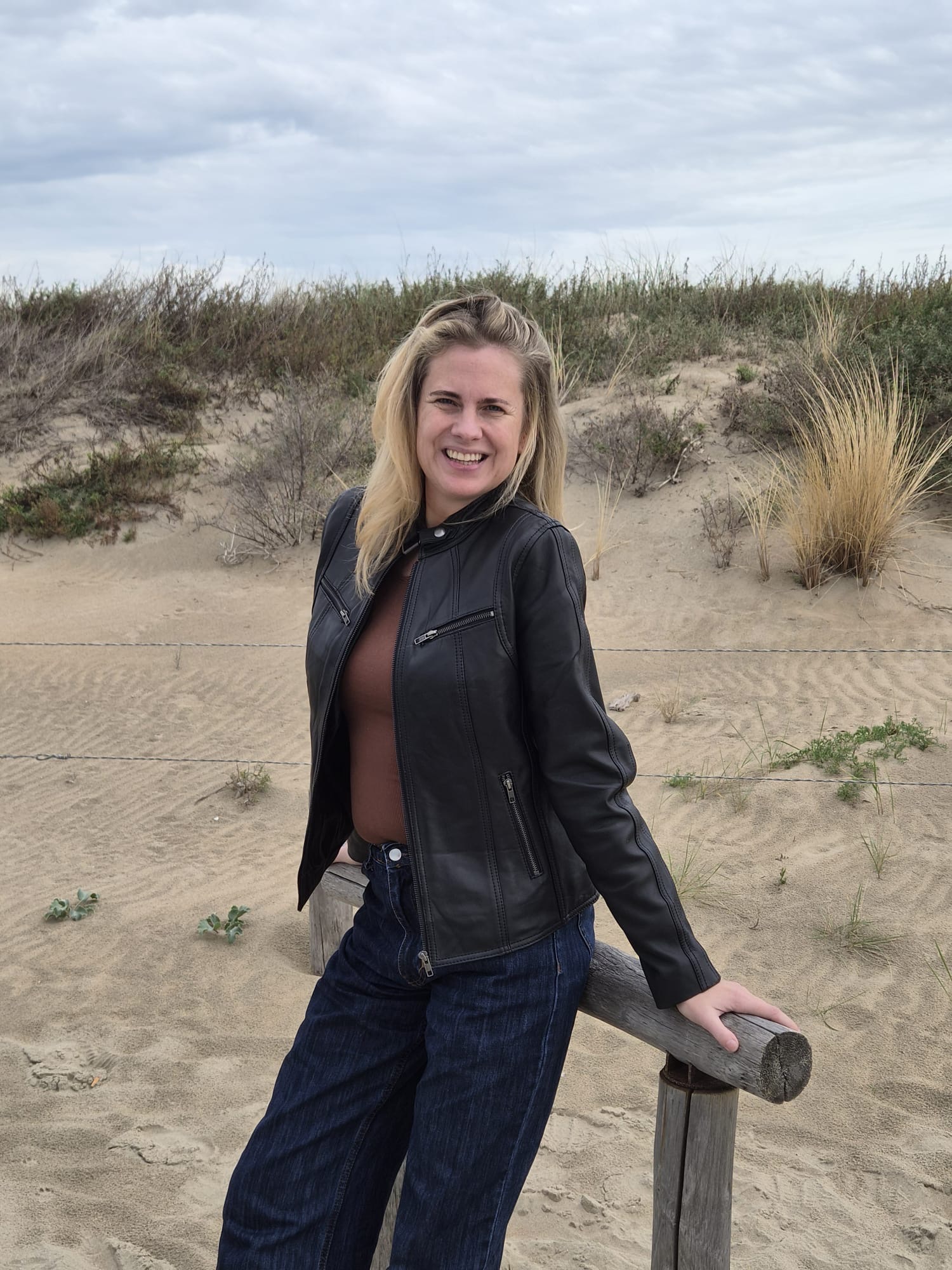 Beach Day: With a Real Leather Jacket. How To Style  A Leather Black Jacket? this time we do it basic!